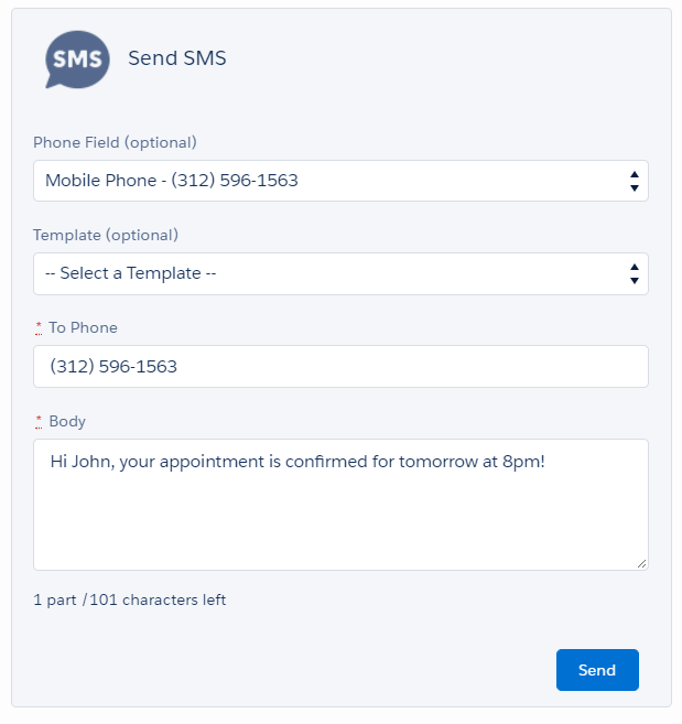 Compose direct SMS to your contact